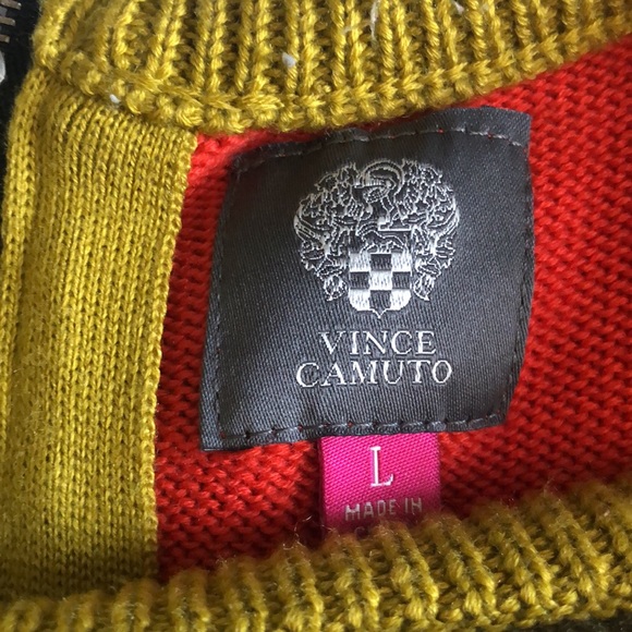 Vince Camuto Short Sleeve Pleated Color Block Sweater Dress Sz L - Picture 5 of 9